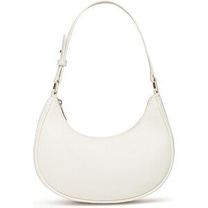 Women White Retro Classic Clutch Shoulder Tote Hand Bag With Zipper Closure